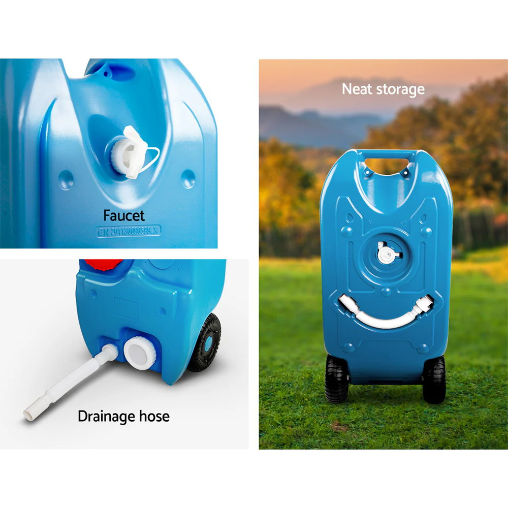 Weisshorn 40L Portable Wheel Water Tank Camping Caravan Storage Blue - Image 5