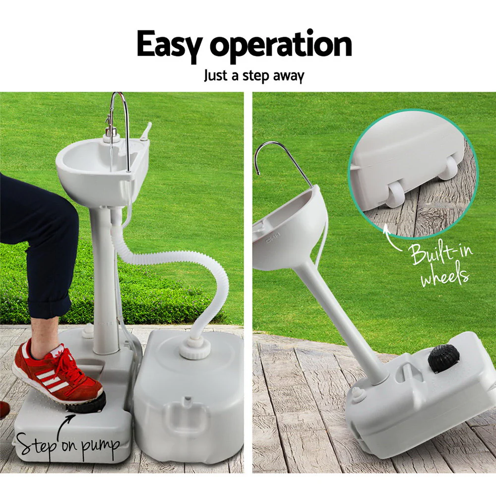 Weisshorn Camping Basin Portable Hand Wash Sink Stand 43L Capacity - Image 4