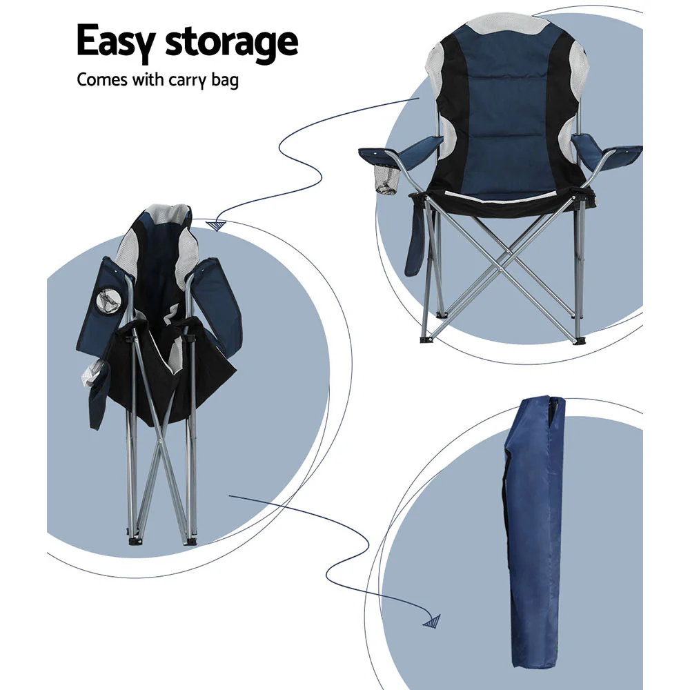 Weisshorn Camping Folding Chair Portable Outdoor Hiking Fishing Picnic Navy 2pcs - Image 7