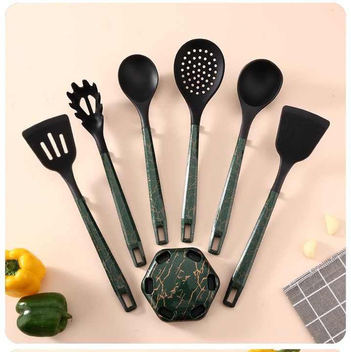 White And Black Set High-Temperature Resistant 7-Piece Silicone Kitchen Utensils Set ‚Äö√Ñ√∂‚àö√ë‚àö‚àÇ‚Äö√†√∂‚àö√´‚Äö√†√∂¬¨¬Æ Non-Stick Cooking Tools, Food-Grade Silicone, Heat-Resistant Spatulas, and Spoons for Non-Stick Pans - Image 4