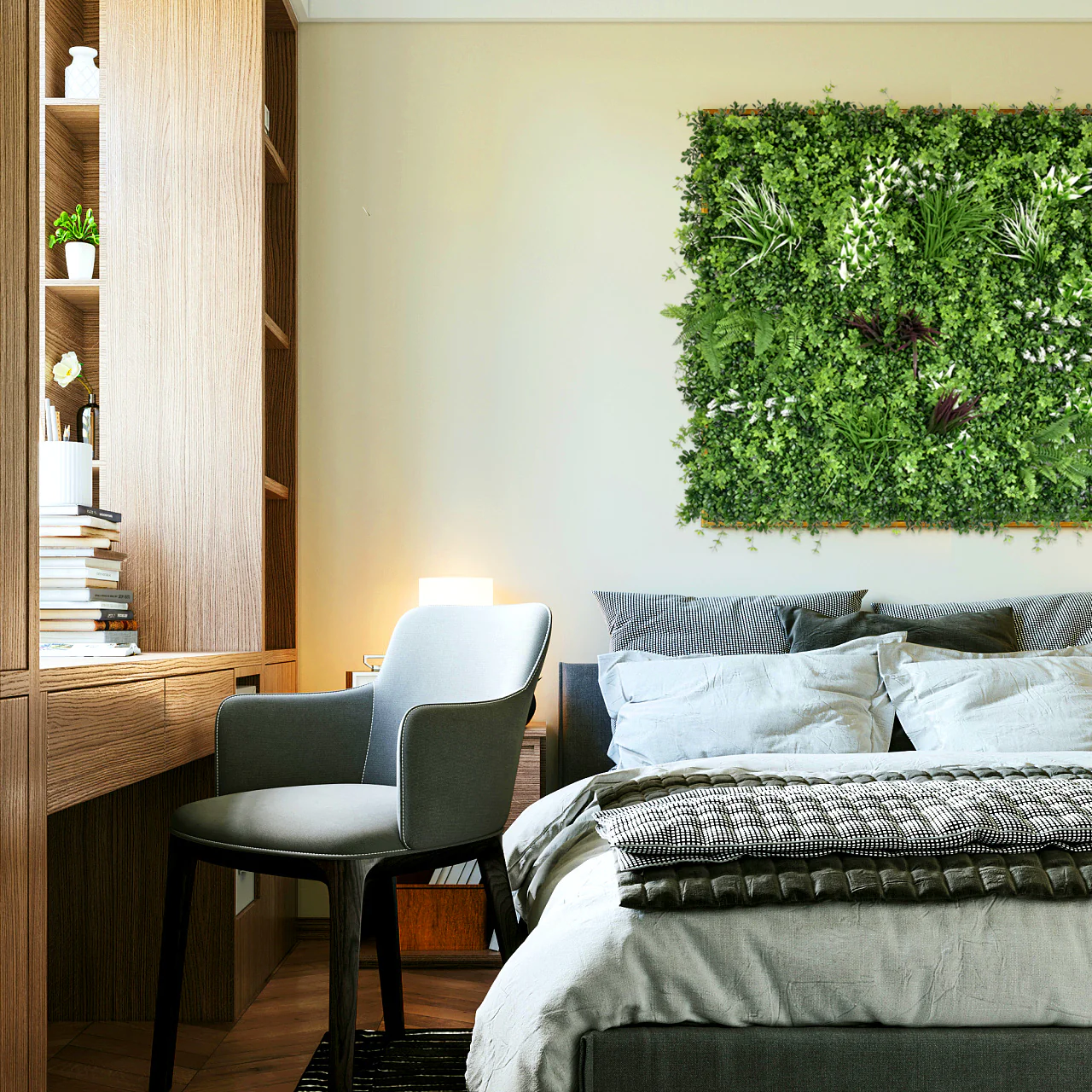 YES4HOMES 5 SQM Artificial Plant Wall Grass Panels Vertical Garden Foliage Tile Fence 1X1M Green - Image 3