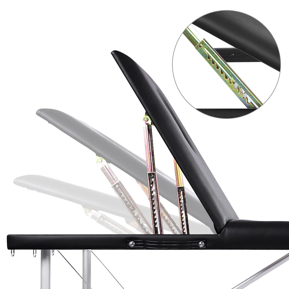 Zenses Massage Table 60cm Portable 3 Fold Aluminium Beauty Bed Black - Image 7