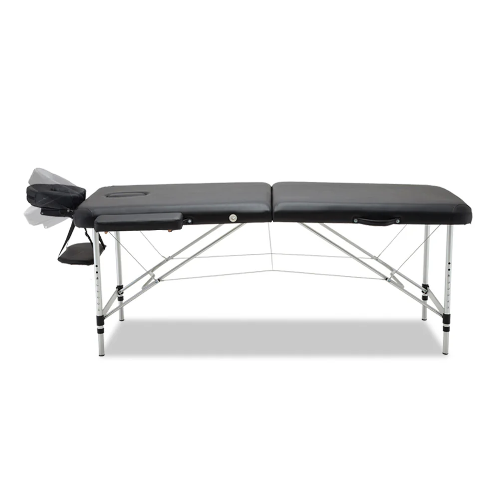 Zenses Massage Table 70cm Portable 2 Fold Aluminium Beauty Bed Black - Image 3