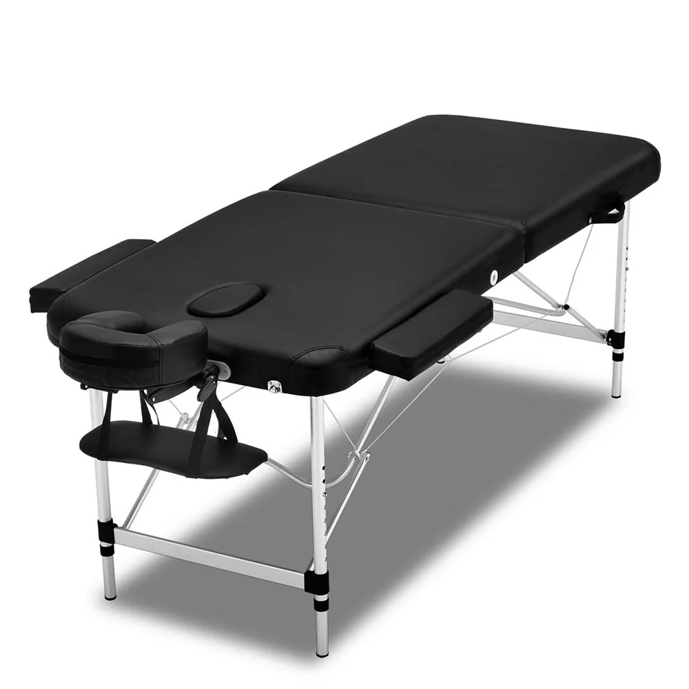 Zenses Massage Table 70cm Portable 2 Fold Aluminium Beauty Bed Black - Image 8