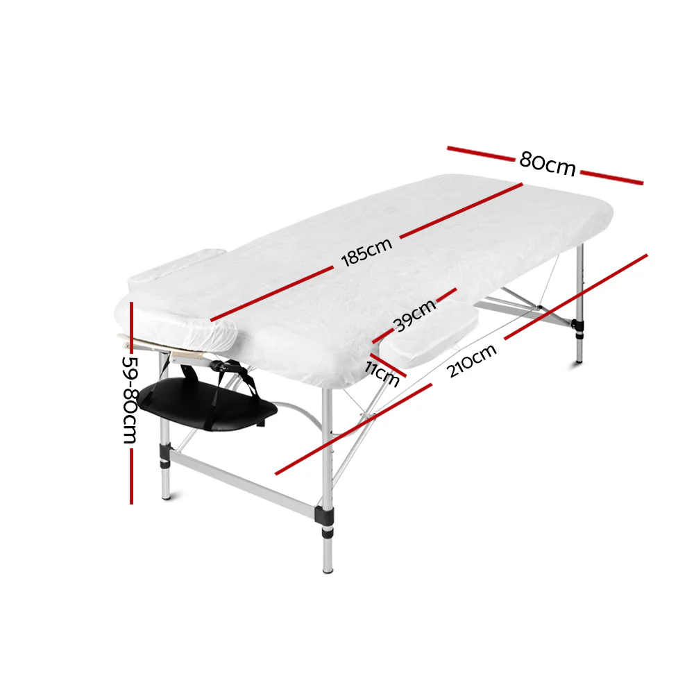 Zenses Massage Table 80cm Portable 3 Fold Aluminium Beauty Bed Black - Image 2